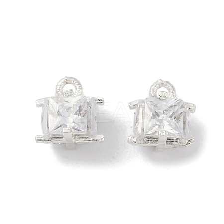 Rack Plating Brass Micro Pave Clear Cubic Zirconia Pendants KK-A224-09P-1