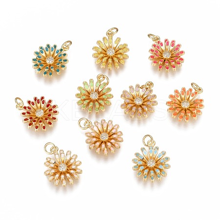 Brass Micro Pave Clear Cubic Zirconia Pendants ZIRC-B002-34G-1