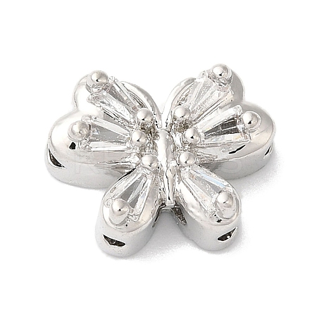Brass Micro Pave Clear Cubic Zirconia Beads KK-G503-13P-1