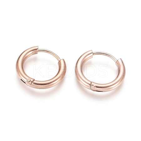 Ion Plating(IP) 304 Stainless Steel Huggie Hoop Earrings EJEW-F111B-16mm-RG-1