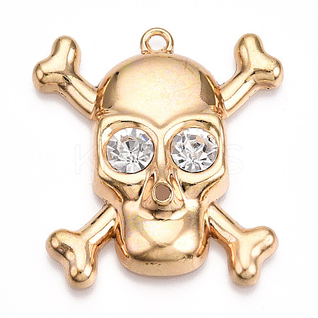 Rack Plating Alloy Rhinestone Pendants PALLOY-N176-108B-G-1