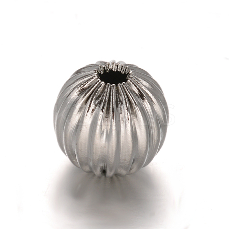Tarnish Resistant Round 304 Stainless Steel Corrugated Beads STAS-I050-01-12mm-1