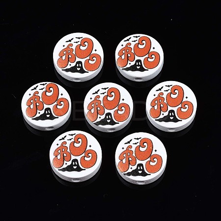 Halloween Printed Natural Wood Beads WOOD-T021-80-1