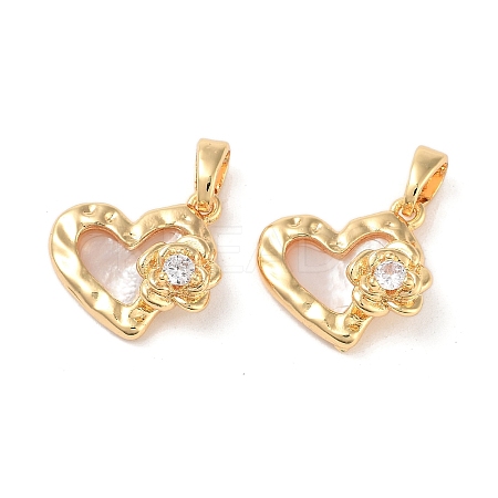 Brass Micro Pave Clear Cubic Zirconia Charms KK-B102-30G-1