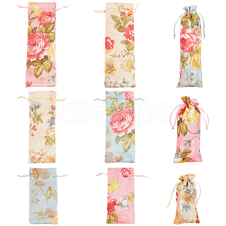 9Pcs 9 Style Silk Pouches ABAG-GA0001-10-1