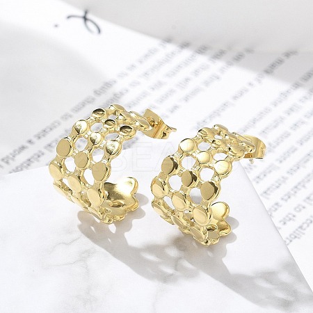Ion Plating(IP) 304 Stainless Steel C-Shaped Stud Earrings for Women EJEW-A119-15G-1