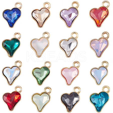 64Pcs 16 Colors Glass Charms FIND-SC0015-32G-1