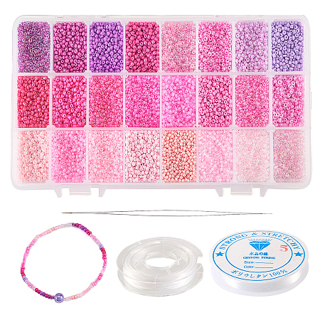 480g 24 Colors Glass Round Seed Beads SEED-CJ0001-12-1
