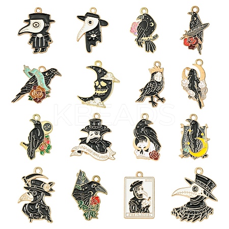 16Pcs 16 Styles Alloy Enamel Pendants ENAM-YW0004-93-1