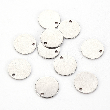 Non-Tarnish 201 Stainless Steel Stamping Blank Tag Pendants X-STAS-T058-12mm-P-1