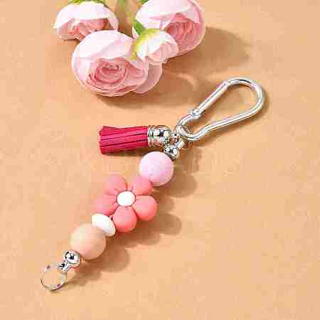 Silicone & Faux Suede Tassel Pendant Decoration HJEW-YW00100-04-1