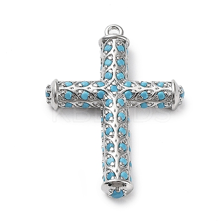 Rack Plating Brass Micro Pave Cubic Zirconia Pendants KK-Q786-04P-1