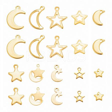 200Pcs 10 Style 304 Stainless Steel Charms STAS-LS0001-40-1