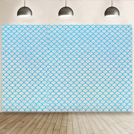 Fishscale Pattern Polyester Fabrics DIY-WH0304-508B-1