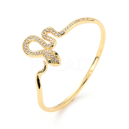 Bling Snake Cubic Zirconia Cuff Bangle BJEW-D448-13G-RS-1