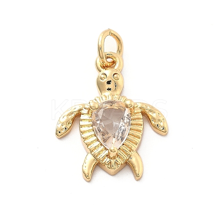 Rack Plating Brass with Cubic Zirconia Pendants KK-Q017-01B-G-1