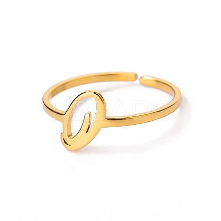 Adjustable 201 Stainless Steel Letter Open Cuff Rings for Women FS-WG61269-15-1