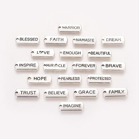 Tibetan Style Alloy Inspirational Message Pendants TIBEP-YW0001-01-1