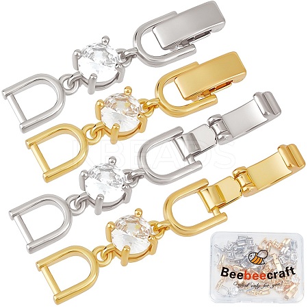 6 Pcs 2 Colors Extender Clasps Brass Micro Pave Cubic Zirconia Fold Over Extension Clasps FIND-BBC003-55A-1