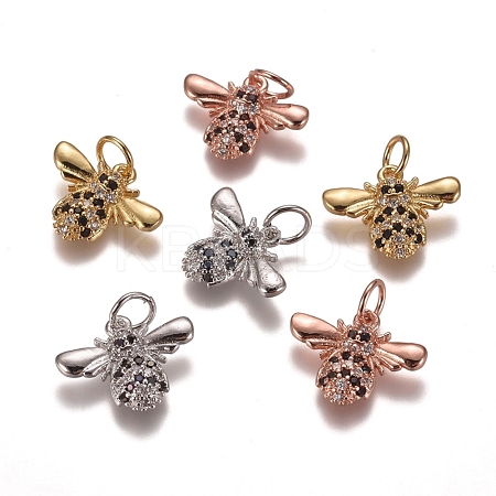 Brass Micro Pave Cubic Zirconia Charms ZIRC-G153-31-1