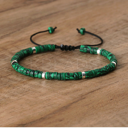 Synthetic Malachite Beaded Braided Bracelets QH4784-24-1