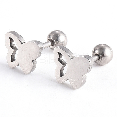 Tarnish Resistant 201 Stainless Steel Barbell Cartilage Earrings EJEW-R147-11-1
