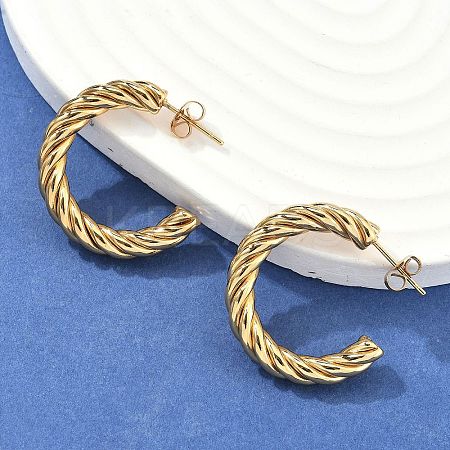 304 Stainless Steel Half Hoop Earrings X-EJEW-F257-10G-1