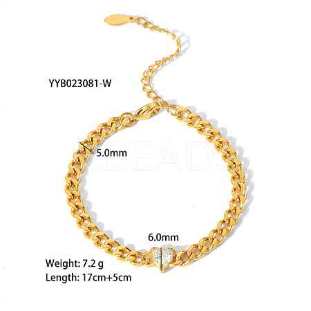 Stainless Steel Micro Pave Cubic Zirconia Bracelets for Women PW-WGA912F-06-1