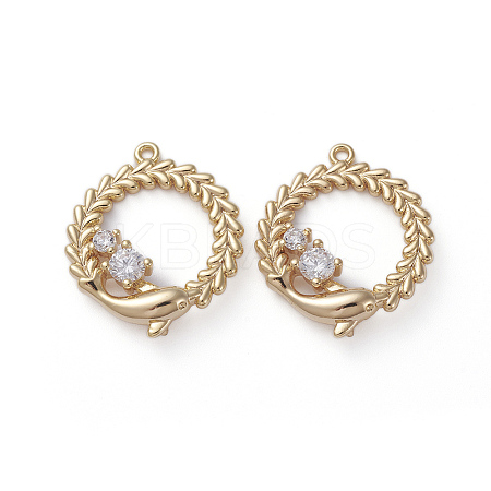 Brass Micro Pave Cubic Zirconia Pendants LS-ZIRC-K083-001G-1