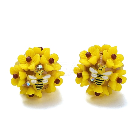 Polymer Clay Rhinestone Beads with Resin RESI-Z045-04-1