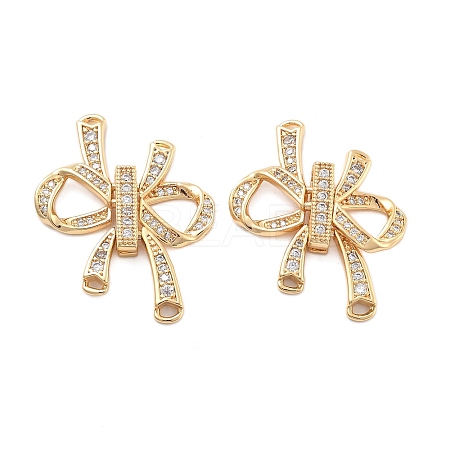 Brass Micro Pave Clear Cubic Zirconia Fold Over Clasps KK-B125-02G-1