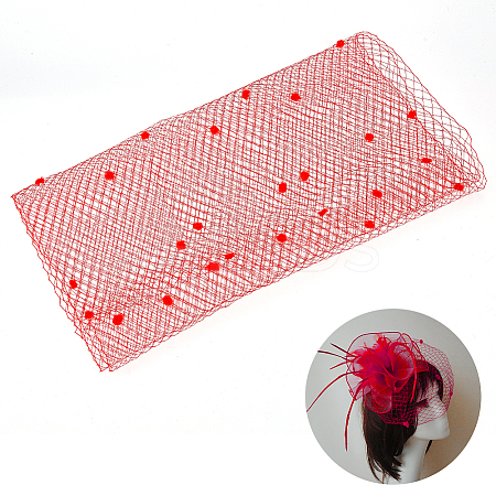 Polyester Birdcage Bridal Veil Netting with Chenille Dot AJEW-WH0471-103C-03-1