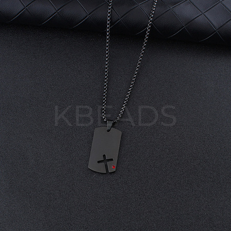 201 Stainless Steel Ruby Rhinestone Pendant Necklaces FS-WGBCC8A-03-1