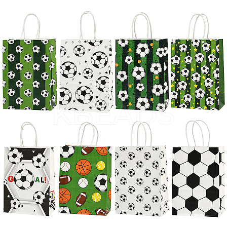 16Pcs 8 Styles Football Printed Paper Tote Bags ABAG-SP0001-55-1