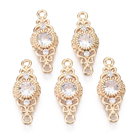 Brass Micro Pave Cubic Zirconia Links Connectors KK-R111-001-B01-1