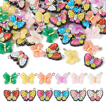 48Pcs 12 Styles Opaque & Transparent Resin Pendants RESI-TA0001-82-1