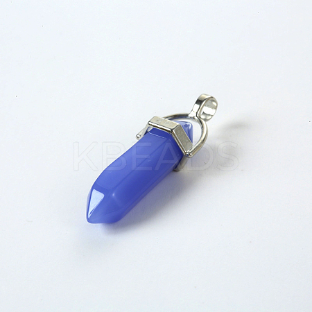 Bullet Imitation Jade Glass Pointed Pendants G-F295-01D-1