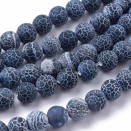 Frosted Natural Agate Beads Strands G-F367-8mm-05-1