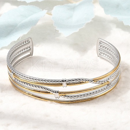 Two Tone 304 Stainless Steel Multi-strand Cuff Bangles for Women SA-CBA82C8-06GP-1