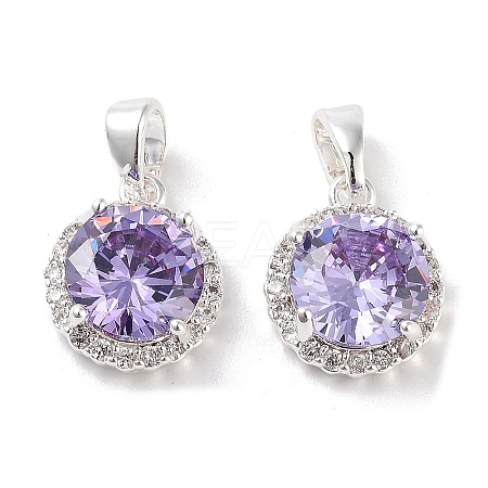 Brass Micro Pave Cubic Zirconia Charms KK-B102-06S-1