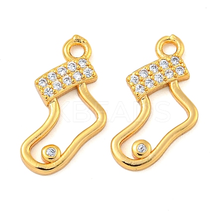 Christmas Theme Brass Clear Cubic Zirconia Pendants KK-N254-30G-1