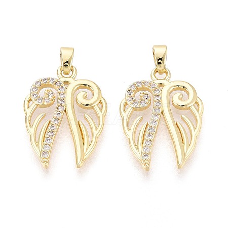 Brass Micro Pave Clear Cubic Zirconia Pendants KK-T075-82G-1