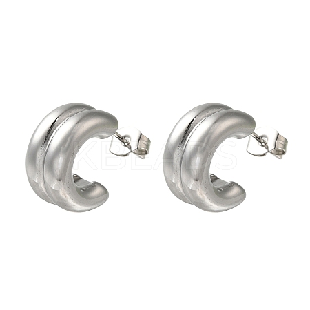 304 Stainless Steel C-Shaped Stud Earrings for Women EJEW-S237-09-1
