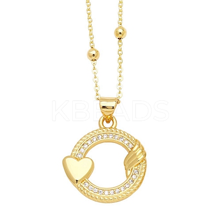 Brass Micro Pave Cubic Zirconia Pendant Necklaces PW-WG64309-03-1