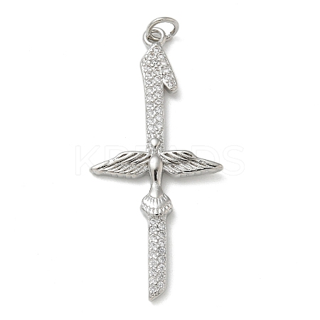 Rack Plating Brass Micro Pave Cubic Zirconia Pendants KK-K392-44P-1