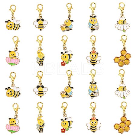 40Pcs 10 Style Alloy Enamel Pendant Decorations HJEW-FS00064-1