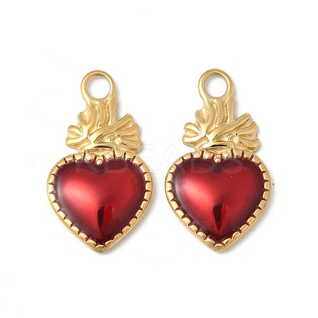 304 Stainless Steel Enamel Pendants STAS-V015-18B-G-1