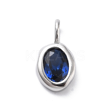925 Sterling Silver Cubic Zirconia Oval Charms STER-S006-01S-I-1