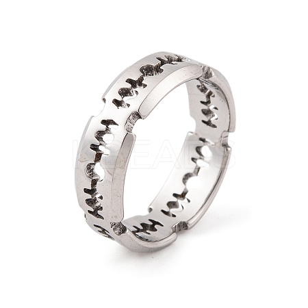 Stainless Steel Cutting Blade Finger Ring for Men Women RJEW-L117-01P-1