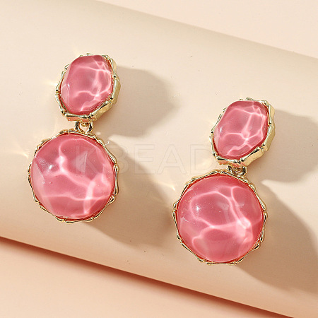 Zinc Alloy Resin Dangle Stud Earrings FS-WG37519-05-1
